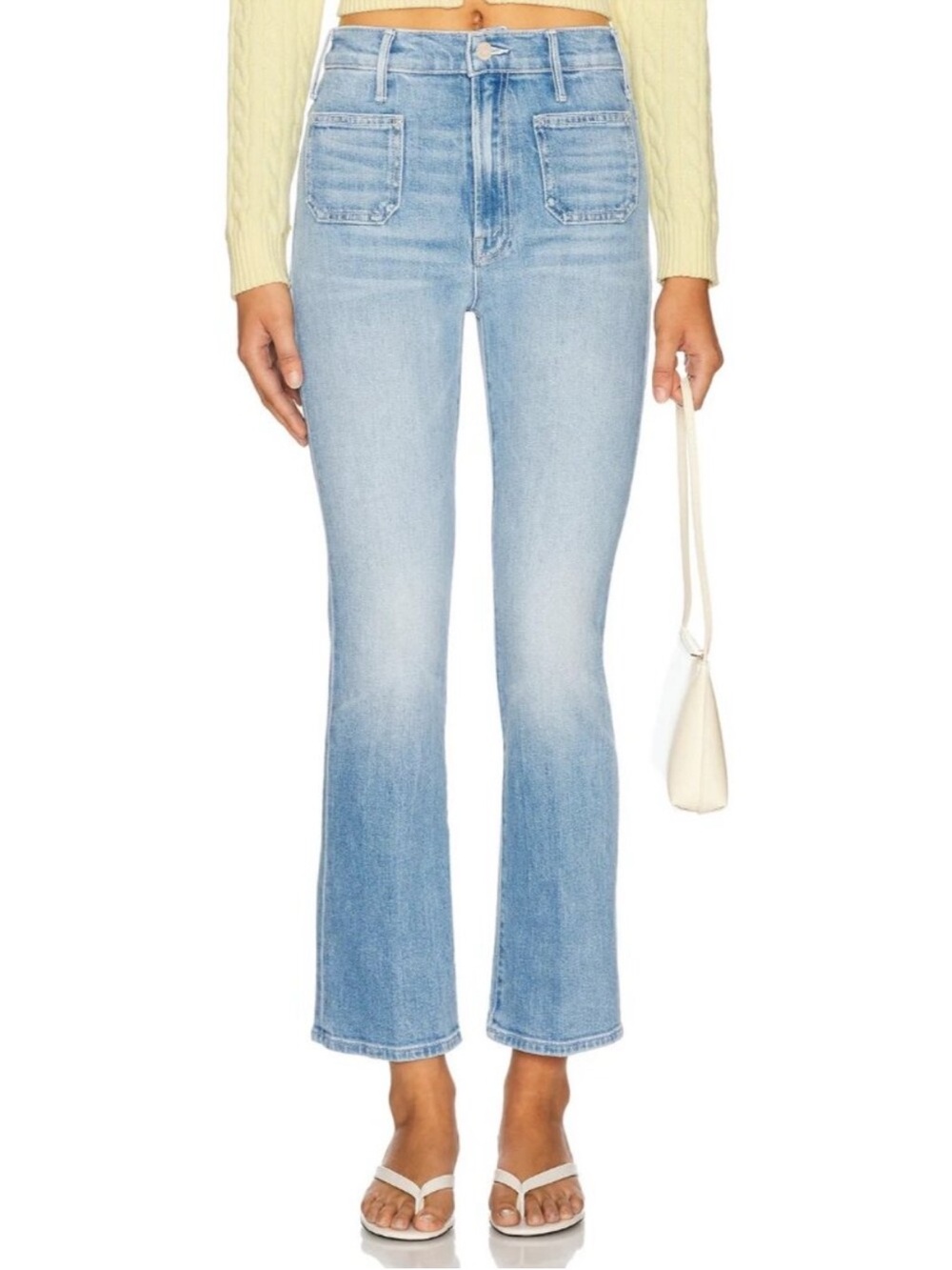 NWT Mother Hustler Patch Pocket Ankle in Tune In Tune Out Stretch Crop Jeans 28